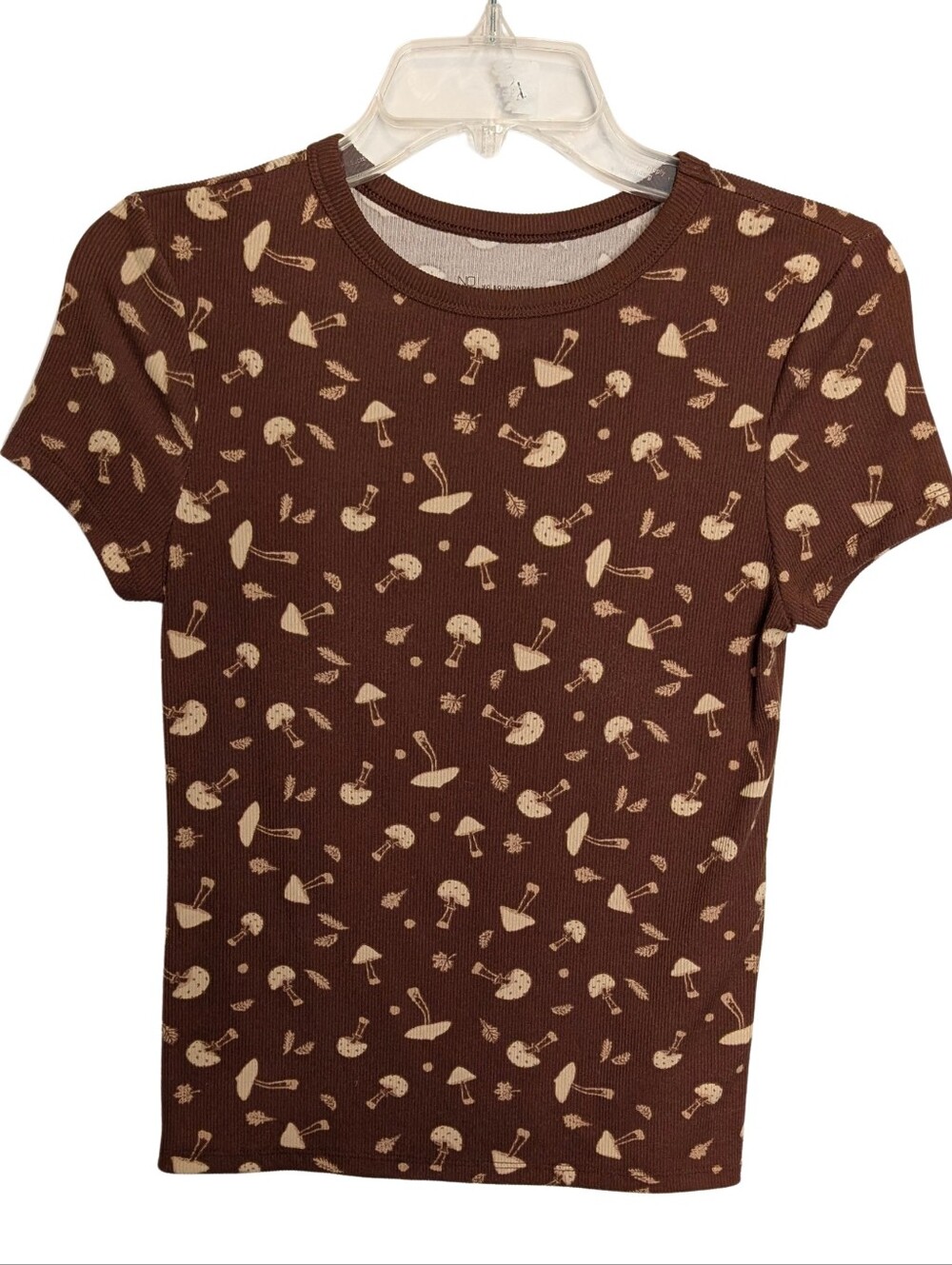 No Boundaries Ribbed Baby Tee With Mushroom Print . Size Small 3/5